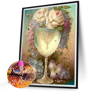 Flower Goblet 30*40CM(Canvas) Full Round Drill Diamond Painting