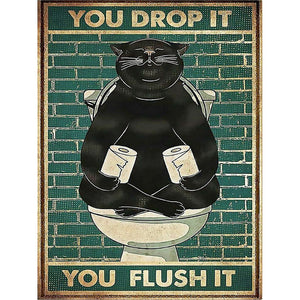 Retro Cat Poster 30*40CM(Canvas) Full Round Drill Diamond Painting