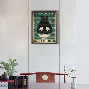 Retro Cat Poster 30*40CM(Canvas) Full Round Drill Diamond Painting