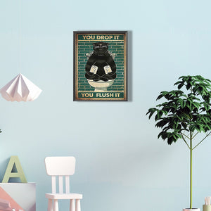 Retro Cat Poster 30*40CM(Canvas) Full Round Drill Diamond Painting