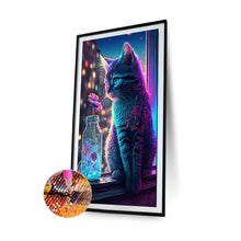 Load image into Gallery viewer, Cat In Window 30*50CM(Canvas) Full Round Drill Diamond Painting
