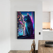 Load image into Gallery viewer, Cat In Window 30*50CM(Canvas) Full Round Drill Diamond Painting

