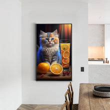 Load image into Gallery viewer, Cat And Orange 30*50CM(Canvas) Full Round Drill Diamond Painting
