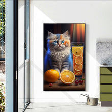 Load image into Gallery viewer, Cat And Orange 30*50CM(Canvas) Full Round Drill Diamond Painting
