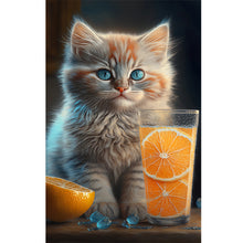 Load image into Gallery viewer, Cat And Orange 30*50CM(Canvas) Full Round Drill Diamond Painting
