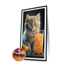 Load image into Gallery viewer, Cat And Orange 30*50CM(Canvas) Full Round Drill Diamond Painting

