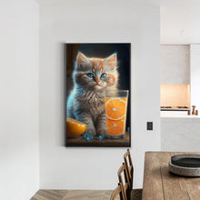 Load image into Gallery viewer, Cat And Orange 30*50CM(Canvas) Full Round Drill Diamond Painting
