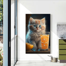 Load image into Gallery viewer, Cat And Orange 30*50CM(Canvas) Full Round Drill Diamond Painting
