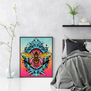 Huancan - Bee - 45*60CM 11CT 3 Stamped Cross Stitch