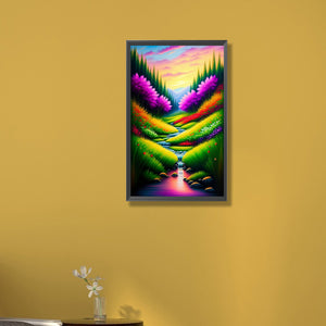 Colorful Lake And Mountain 30*50CM(Canvas) Full Round Drill Diamond Painting