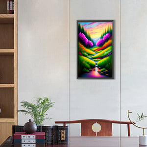 Colorful Lake And Mountain 30*50CM(Canvas) Full Round Drill Diamond Painting
