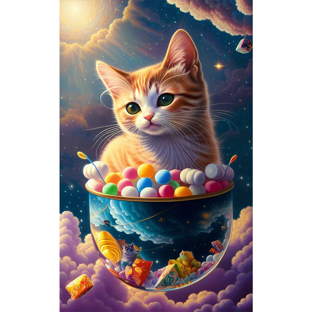 Cat 30*50CM(Canvas) Full Round Drill Diamond Painting