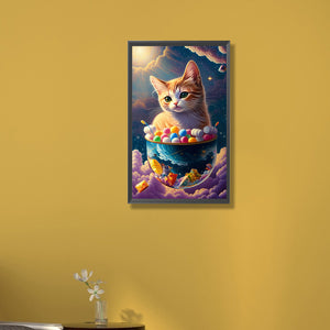 Cat 30*50CM(Canvas) Full Round Drill Diamond Painting