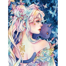 Load image into Gallery viewer, Huancan - Flowers And Girl - 50*65CM 9CT 4 Stamped Cross Stitch
