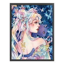 Load image into Gallery viewer, Huancan - Flowers And Girl - 50*65CM 9CT 4 Stamped Cross Stitch
