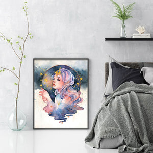 Huancan - Flowers And Girl - 50*65CM 9CT 4 Stamped Cross Stitch