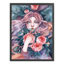 Load image into Gallery viewer, Huancan - Flowers And Girl - 50*65CM 9CT 4 Stamped Cross Stitch
