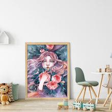 Load image into Gallery viewer, Huancan - Flowers And Girl - 50*65CM 9CT 4 Stamped Cross Stitch
