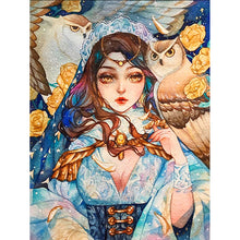 Load image into Gallery viewer, Huancan - Flowers And Girl - 50*65CM 9CT 4 Stamped Cross Stitch
