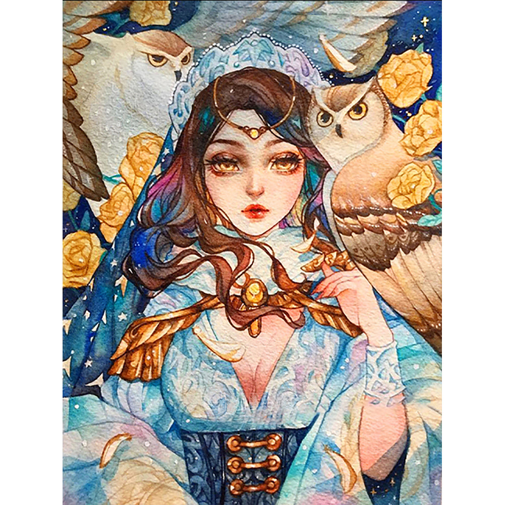 Huancan - Flowers And Girl - 50*65CM 9CT 4 Stamped Cross Stitch