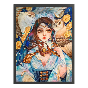 Huancan - Flowers And Girl - 50*65CM 9CT 4 Stamped Cross Stitch