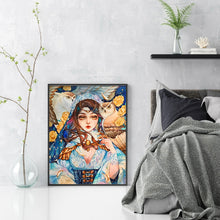 Load image into Gallery viewer, Huancan - Flowers And Girl - 50*65CM 9CT 4 Stamped Cross Stitch

