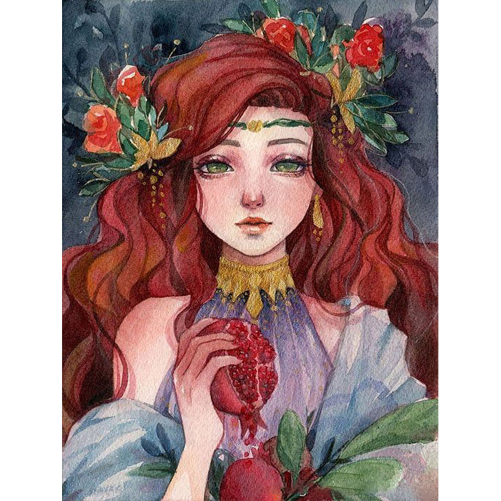 Huancan - Flowers And Girl - 50*65CM 9CT 4 Stamped Cross Stitch