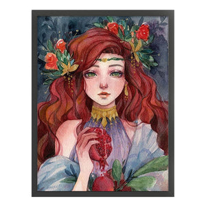 Huancan - Flowers And Girl - 50*65CM 9CT 4 Stamped Cross Stitch