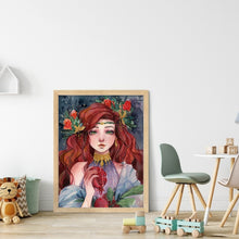 Load image into Gallery viewer, Huancan - Flowers And Girl - 50*65CM 9CT 4 Stamped Cross Stitch
