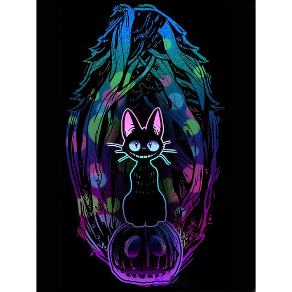 Skeleton Cat 30*40CM(Canvas) Full Round Drill Diamond Painting