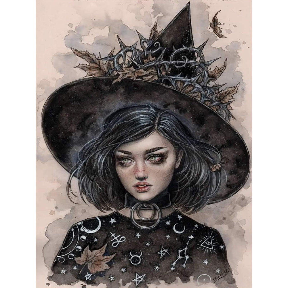 Dark Gothic Girl 30*40CM(Canvas) Full Round Drill Diamond Painting