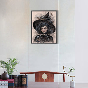 Dark Gothic Girl 30*40CM(Canvas) Full Round Drill Diamond Painting