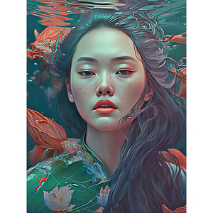 Woman And Flowers 30*40CM(Canvas) Full Round Drill Diamond Painting