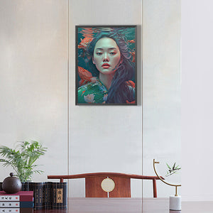 Woman And Flowers 30*40CM(Canvas) Full Round Drill Diamond Painting