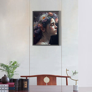 Woman And Flowers 30*40CM(Canvas) Full Round Drill Diamond Painting