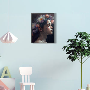 Woman And Flowers 30*40CM(Canvas) Full Round Drill Diamond Painting