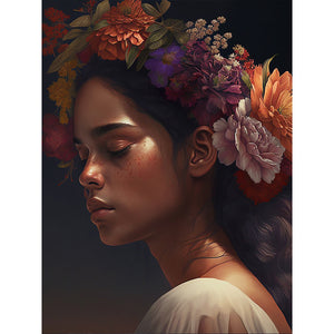 Woman And Flowers 30*40CM(Canvas) Full Round Drill Diamond Painting