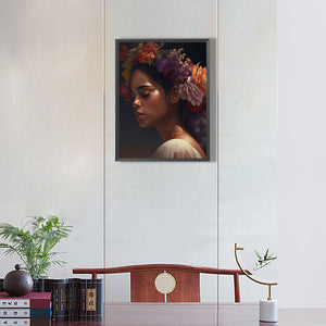 Woman And Flowers 30*40CM(Canvas) Full Round Drill Diamond Painting