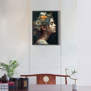 Woman And Flowers 30*40CM(Canvas) Full Round Drill Diamond Painting