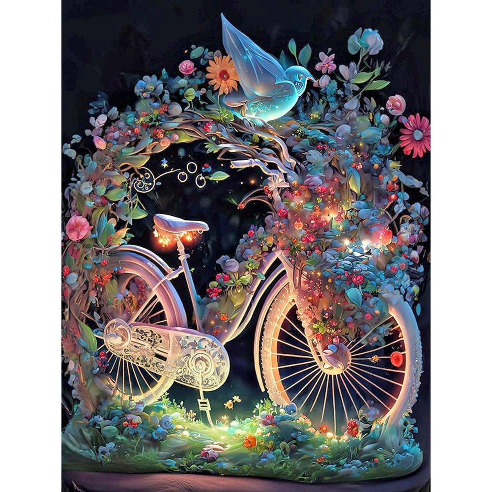 Bicycle Carefully Decorated With Magic 30*40CM(Canvas) Full Round Drill Diamond Painting