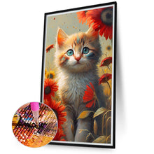Load image into Gallery viewer, Cat Sitting Among Flowers 40*70CM(Canvas) Full Round Drill Diamond Painting
