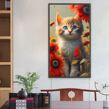 Load image into Gallery viewer, Cat Sitting Among Flowers 40*70CM(Canvas) Full Round Drill Diamond Painting
