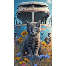 Load image into Gallery viewer, Cat Sitting In Front Of An Abandoned Bus 40*70CM(Canvas) Full Round Drill Diamond Painting
