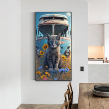 Load image into Gallery viewer, Cat Sitting In Front Of An Abandoned Bus 40*70CM(Canvas) Full Round Drill Diamond Painting
