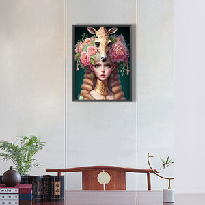 Giraffe Girl 30*40CM(Canvas) Full Round Drill Diamond Painting