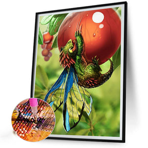 Flying Dragon Perched On Fruit 30*40CM(Canvas) Full Round Drill Diamond Painting