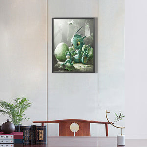 Dinosaur Communicating With Caterpillars 30*40CM(Canvas) Full Round Drill Diamond Painting