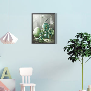 Dinosaur Communicating With Caterpillars 30*40CM(Canvas) Full Round Drill Diamond Painting