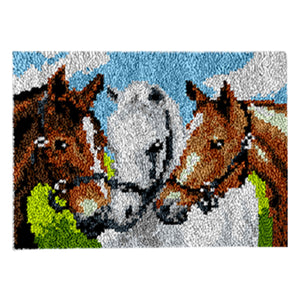Three Horses - 52*38CM Carpet Embroidery