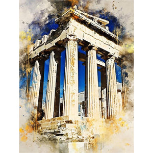 Watercolor-Style Historical Sites 30*40CM(Canvas) Full Round Drill Diamond Painting